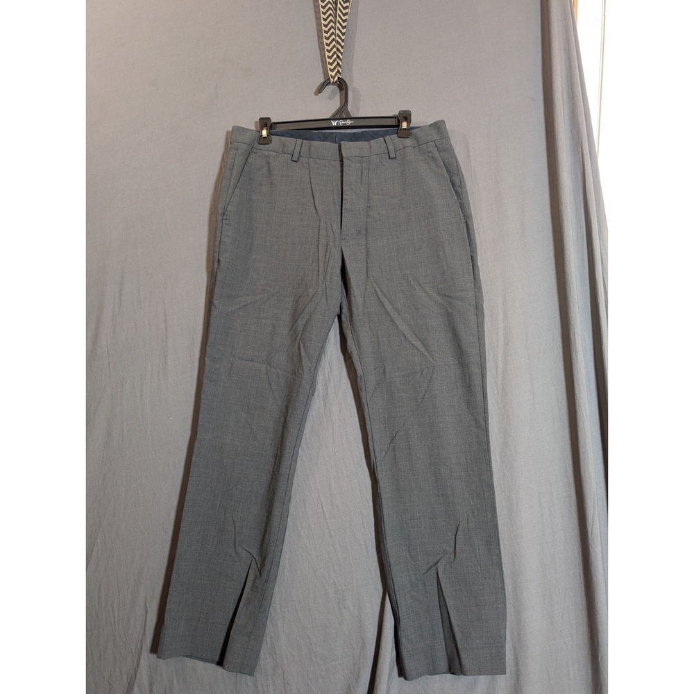 BONOBOS Mens Dress Pants Gray‎ Flat Front Slim Fit 34 30 Wool Blend